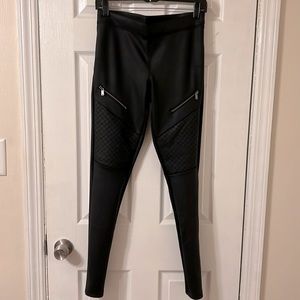 Womens Express Black Moto Faux Leather Leggings, Size S